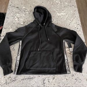 Bebe Sport Women’s Sequin Stripe Hoodie - Black/Silver